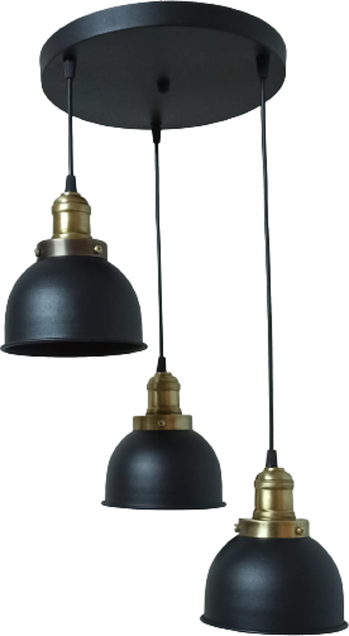 Rys Retro Metal Siyah 3 lü Eskitme Duylu Dekoratif Rustik Sarkıt Avize çap:30 cm
