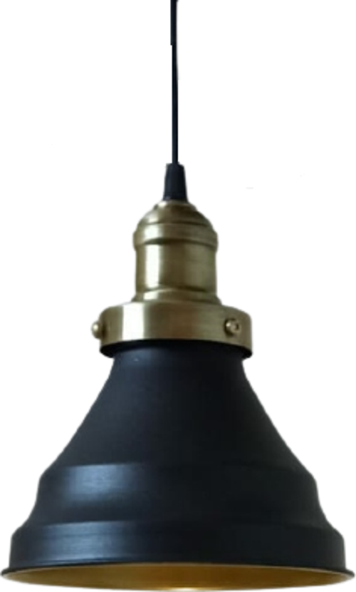 Rys Retro Metal Dekoratif Metal Siyah İçi Gold Kafe Mutfak Rustik Sarkıt Avize Çap:17 cm