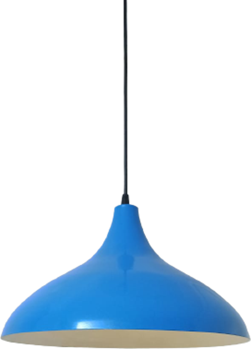 Rys Retro Metal Dekoratif Rustik Kafe Mutfak Aydınlatma Mavi içi Beyaz Sarkıt Avize Çap:35 cm