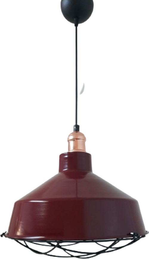 Rys Retro Metal Bordo Bakır Duylu Kafesli Ruktik Tekli Sarkıt Kafe Mutfak Aydınlatma Çap:30 cm