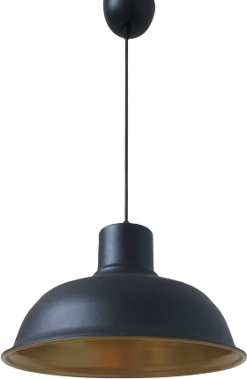 Rys Retro Metal Siyah Dekoratif Siyah İçi Gold Kafe Mutfak Avize Çap:30 cm
