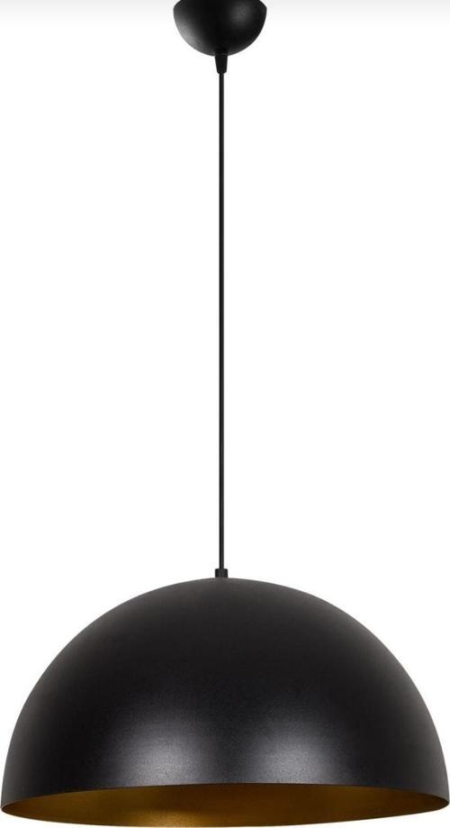 Rys Retro Metal Dekotatif Siyah İçi Gold Dekoratif Tekli Saklıt Avize Çap:30 cm