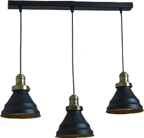 Rys Retro Metal Siyah 3 Lü Masa Üstü Sıralı Dekoratif Rustik Sarkıt Avize genişlik 60 cm