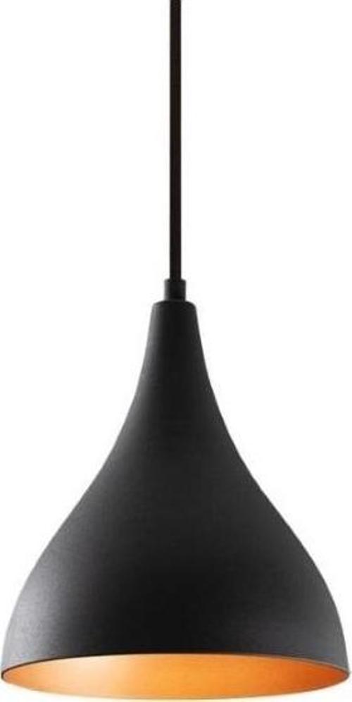 Retro Metal Tekli Siyah içi Gold Dekoratif Rustik Sarkıt Avize