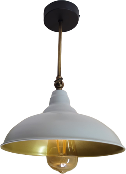 Retro Metal Mafsallı Tavan Avize Rustik Tekli Sarkıt Beyaz İçi Sarı