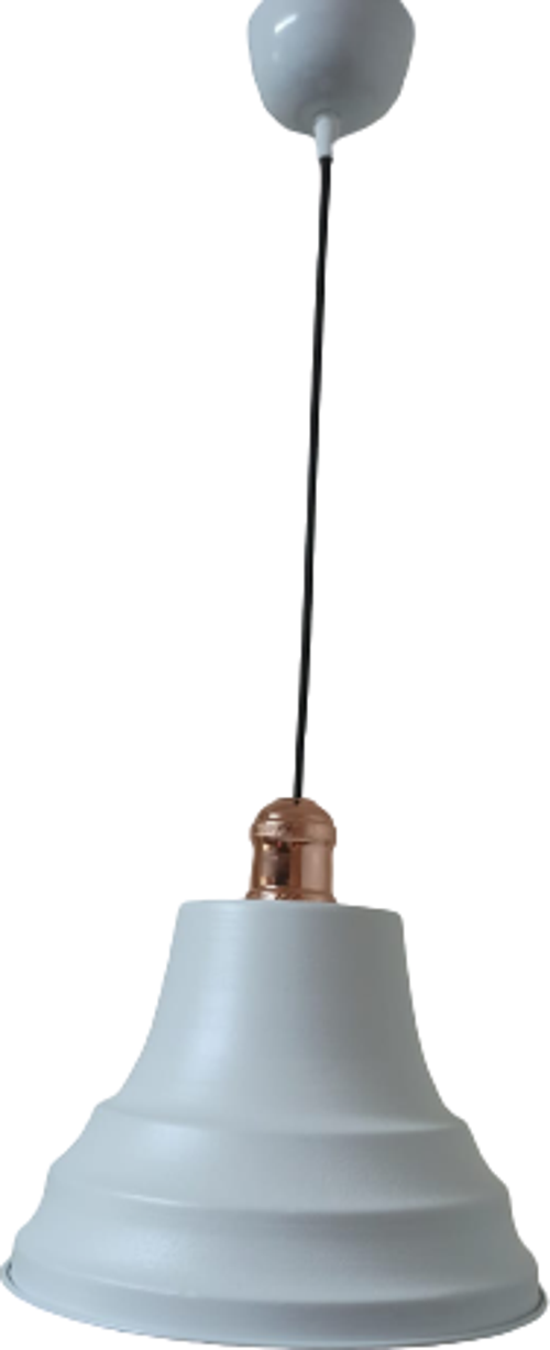 Rys Retro Metal Bakır Duylu Beyaz içi Beyaz Tekli Sarkıt Avize Çap.27 cm