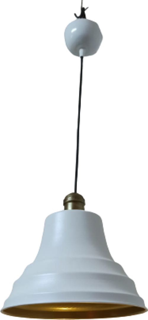 Rys Retro Metal Eskitme Duylu Beyaz içi Gold Tekli Sarkıt Avize Çap.27 cm