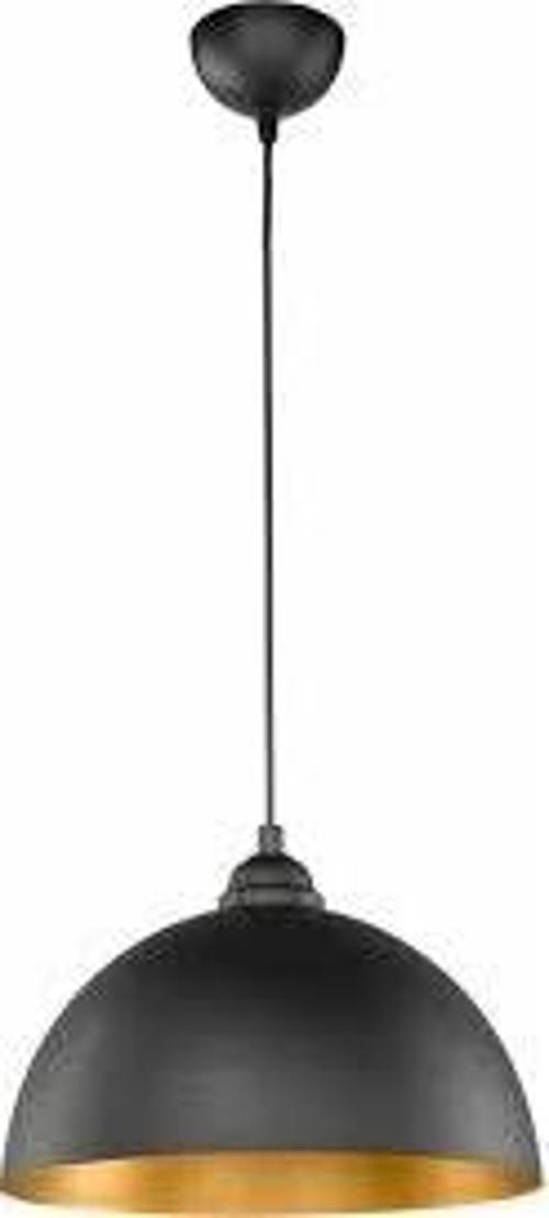 Retro Siyah Içi Sarı Metal Sarkıt Avize 30 Cm