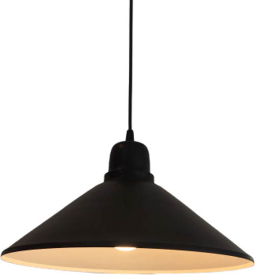 Retro Metal Sarkıt Avize Siyah Içi Beyaz 38 cm