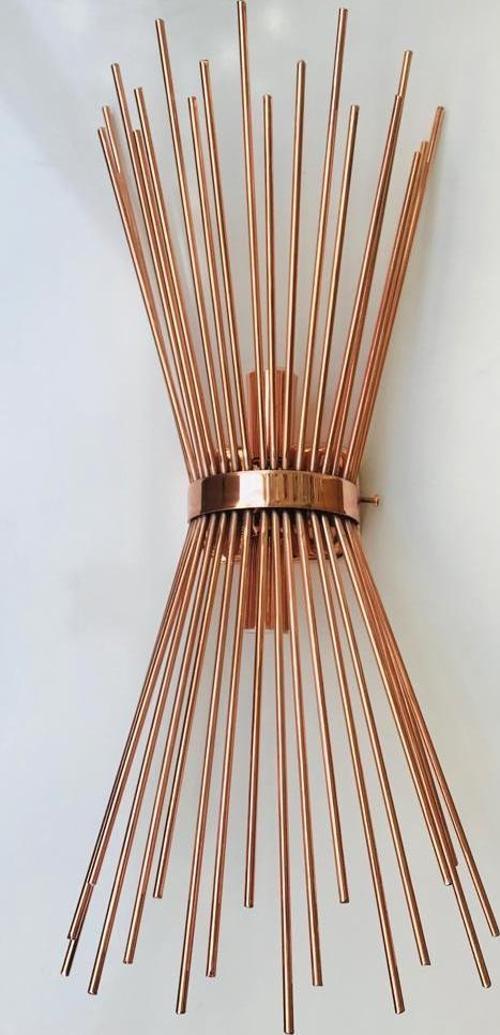 Büyük Boy Bakır Kirpi Aplik 2xe27 Duy Rustik Aplik Duvar Lambası