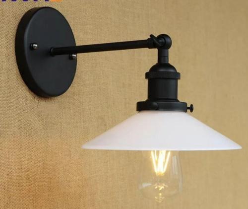 Retro Siyah Mafsalı Beyaz Başlıklı Metal Aplik 23cm