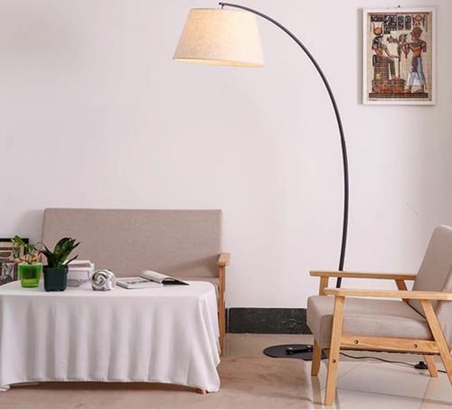 Retro Metal Dekoratif Rustik Siyah C Kol Başlık Köşe Lambası Lambader  Krem Başlık Çap:40 cm
