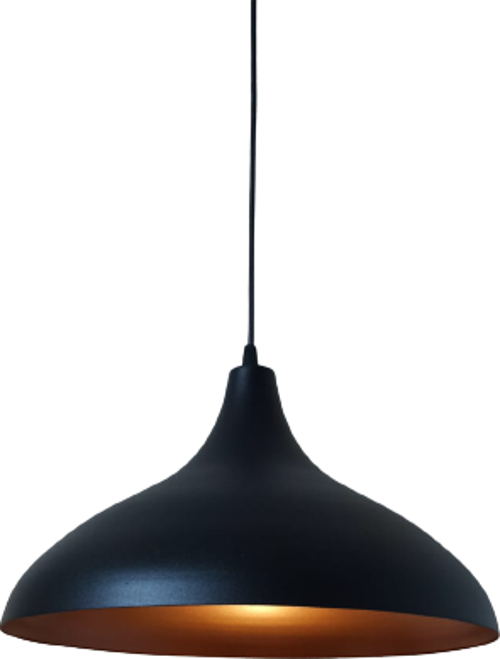 Retro Metal Dekoratif Siyah içi Bakır Kafe Mutfak Aydınlatma Tekli Sarkıt Avize Çap:35 Cm