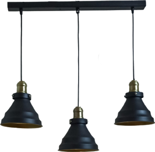 Retro Metal Siyah 3 Lü Masa üstü Sıralı Dekoratif Rustik Sarkıt Avize 60 cm genişlik