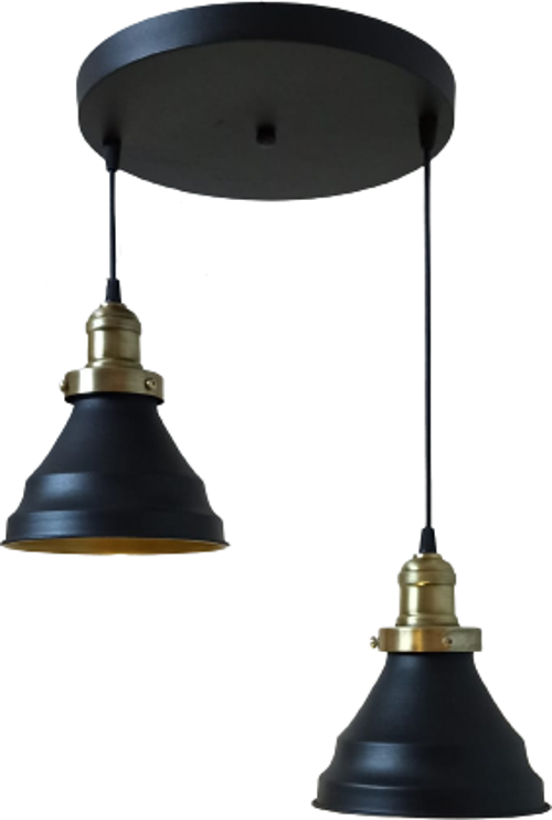 Retro Metal Siyah 2 Li Dekoratif Rustik Sarkıt Avize Çap:30 cm