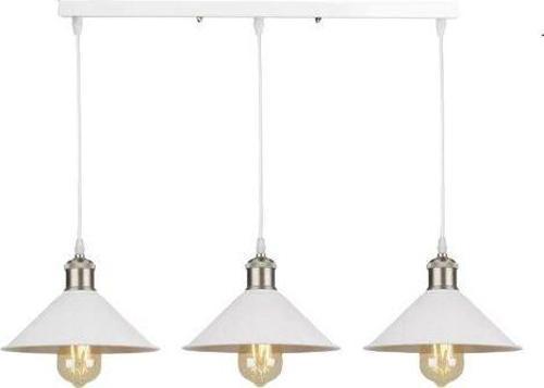 Retro Dekoratif 3 lü Beyaz Rustik Metal Sarkıt Avize 60 Cm