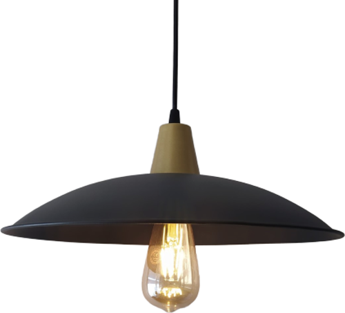 Retro Metal Sarkıt Avize Rustik Tekli Sarkıt Siyah Gold Askılı çap:30 cm