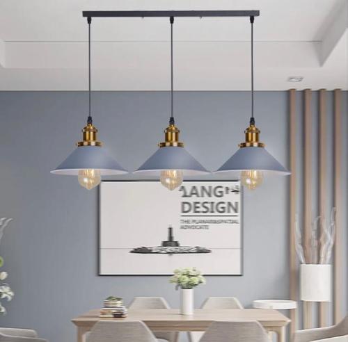 Retro Dekoratif 3 lü Gri Rustik Metal Sarkıt Avize 60 Cm