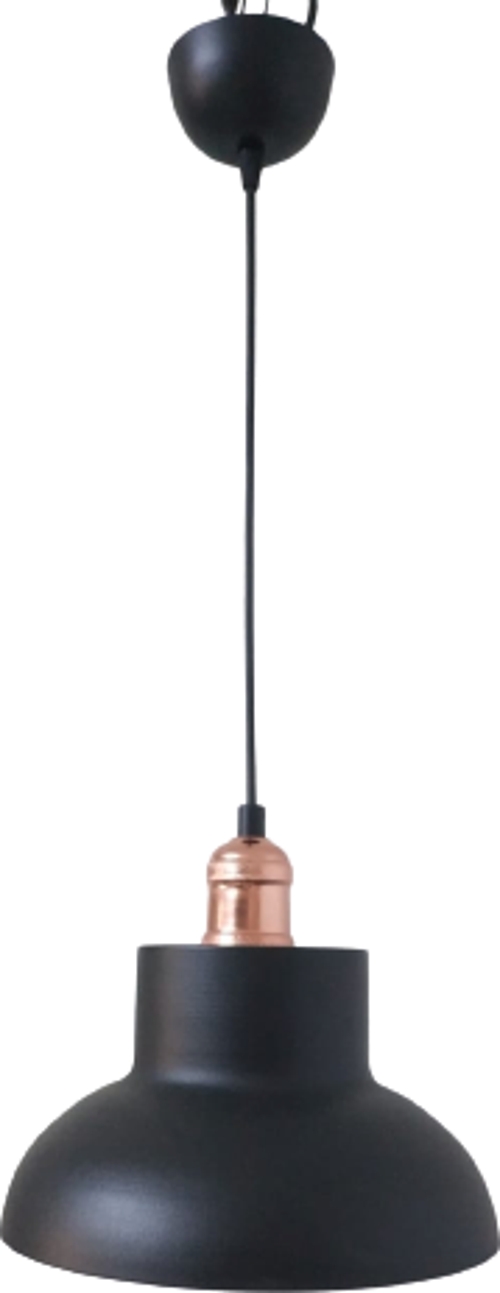 Retro Metal Siyah  içi Gold Dekoratif Tekli Sarkıt Avize çap.25 cm