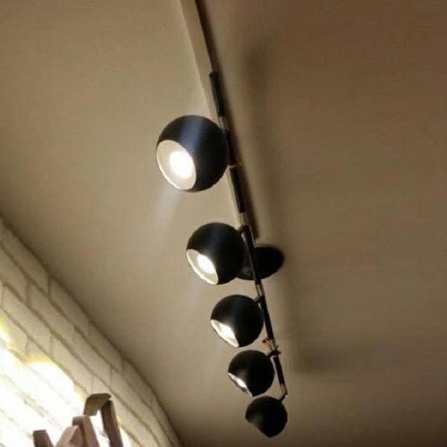 Retro Siyah 180 Derece Hareketli Modern Spor 5 Li Led spot Avize Günışığı Ampullü