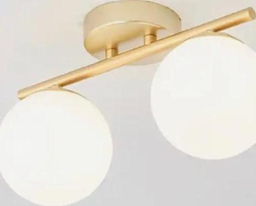 Metal Modern Eskitme Kaplama Opal Camlı Tavan Plofyoner 2 Li Tavan Avize