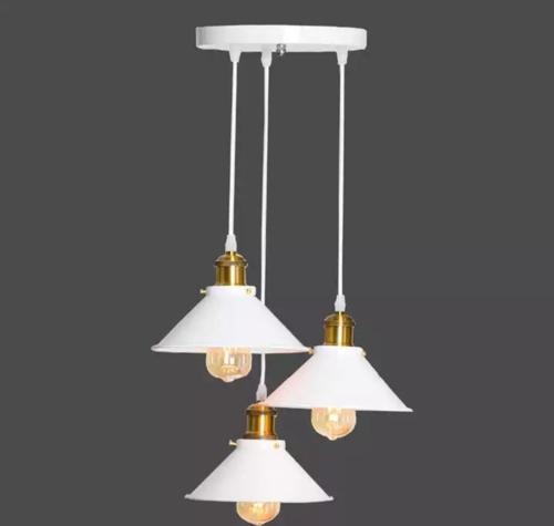 Retro Metal 3 Lü Dekoratif Rustik Beyaz Sarkıt Avize Çap:30 cm