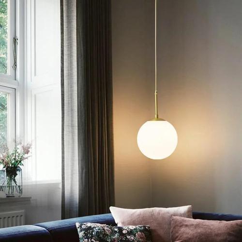 Rustik Dekoratif Metal Modern Eskitme Kaplama Opal Camlı Tekli  Avize