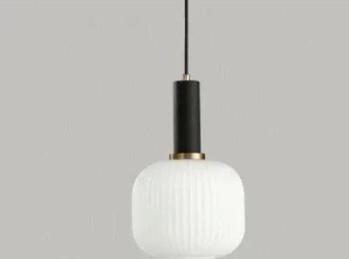 Rustik Dekoratif Metal Modern Siyah Opal Beyaz Camlı Tekli  Avize