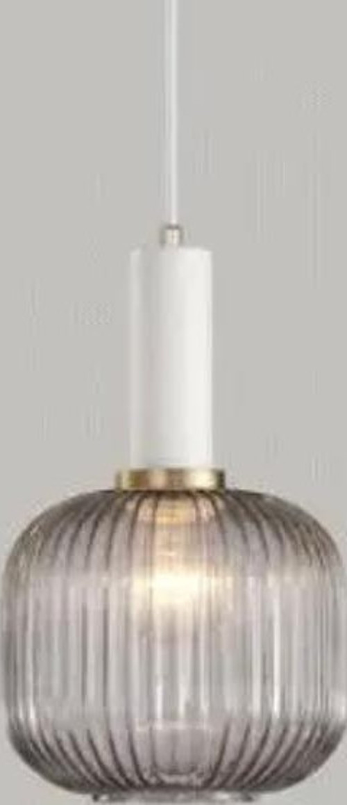 Rustik Dekoratif Metal Modern Beyaz Opal Füme Camlı Tekli Avize