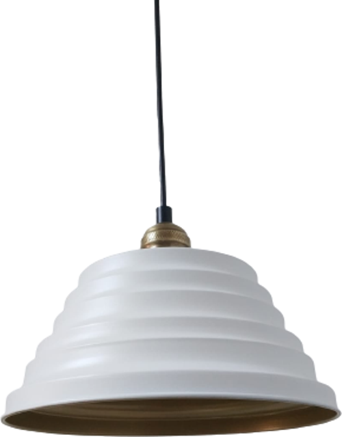 Retro Metal Beyaz İçi Gold Dekoratif Rustik Tekli Sarkıt Avize