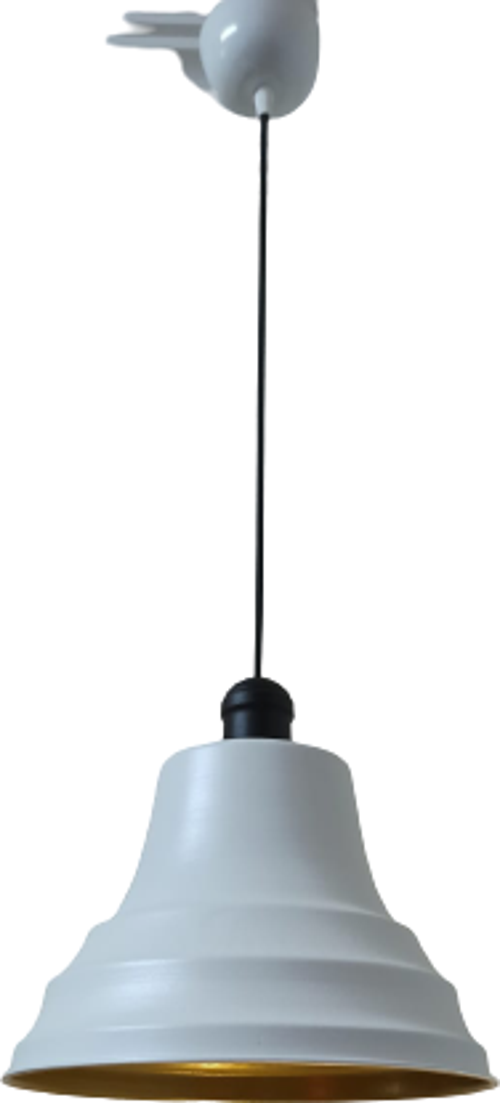 Retro Metal Siyah Duylu Beyaz içi Gold Tekli Sarkıt Avize Çap.27 cm