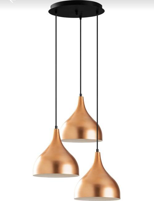 Mina Retro Metal Dekoratif 3 lü Bakır  Modern Rustik Sarkıt Avize Çap:30 cm