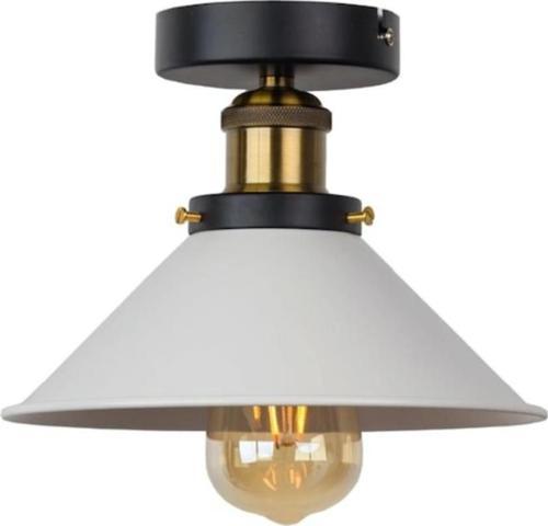 Retro Metal Dekoratif Siyah Tavan Plofyoner Beyaz Çap. 23 cm