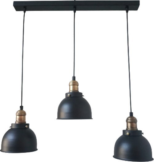 Retro Metal Dekoratif 3 lü Masa Üstü Siyah Rustik Avize En:60 cm