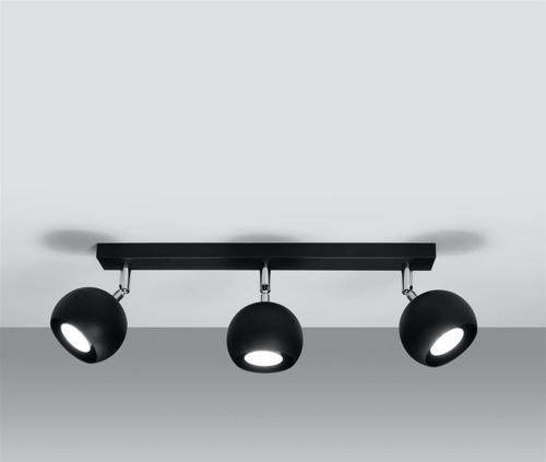 Retro Siyah 180 Derece Hareketli Modern Spor 3 Lü Led spot Avize Günışığı Ampullü