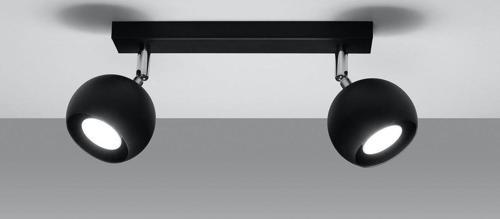 Retro Siyah 180 Derece Hareketli Modern Spor 2 Li Led spot Avize Beyaz Ampullü