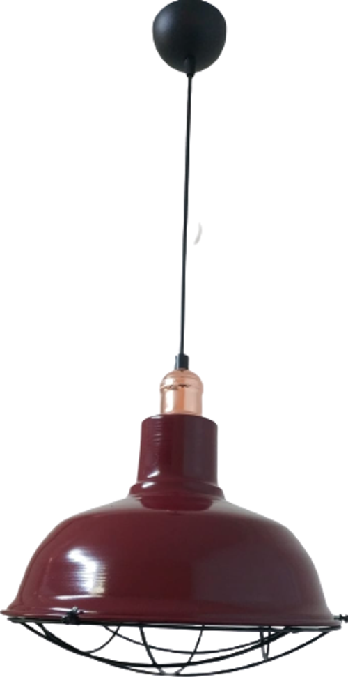 Retro Metal Bordo Bakır Duylu Dekoratif Kafesli Tekli Sarkıt Kafe Mutfak Aydınlatma Çap:30 cm