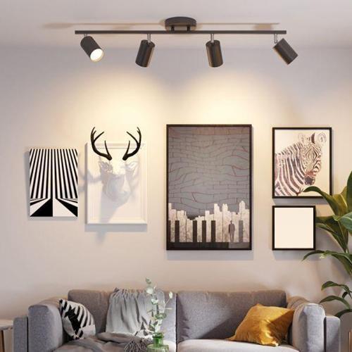 Retro Siyah180 Derece Hareketli Modern Spor 4 Lü Led Spot Avize Beyaz Ampullü