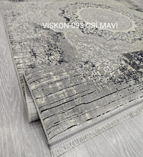 Decoser Viskon Koleksiyonu Viskon Akrilik dokuma Bambu Halı DH093 Gri Mavi