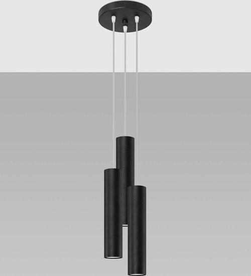 Retro Metal Siyah 3 Lü Modern Spor Led Spot Avize Beyaz Ampullü