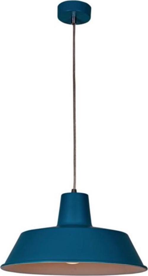 Retro Mavi İçi Beyaz Tekli Dekoratif Kafe Murfak Aydınlatma Sarkıt Avize Çap:35 cm