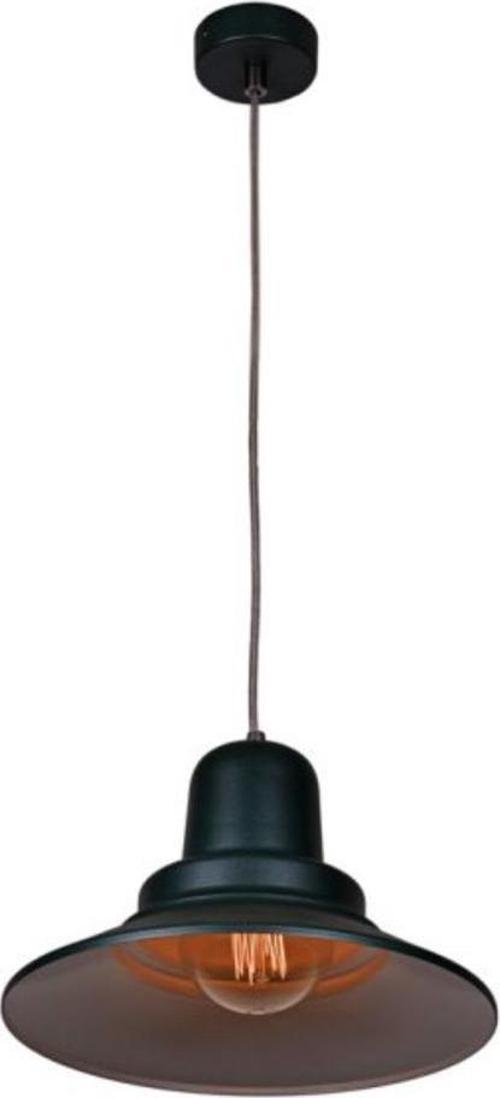 Retro Siyah İçi Beyaz Tekli Dekoratif Kafe Murfak Aydınlatma Sarkıt Avize Çap:30 cm