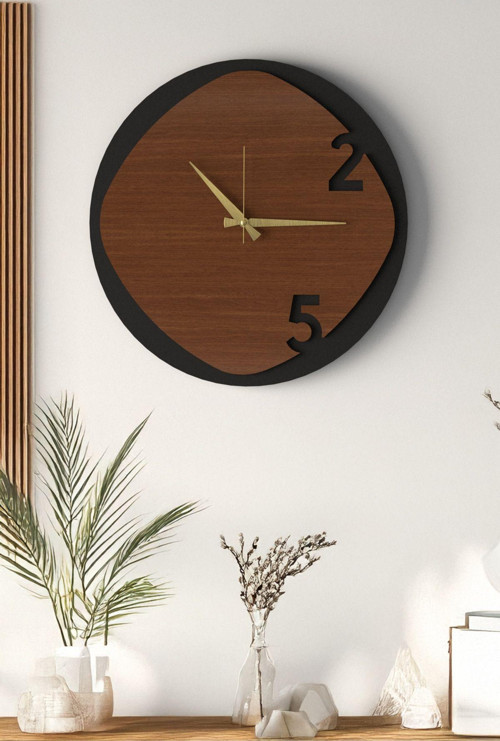Dekoratif Yeni Modern Arcturus Ahşap Duvar Saati 48 cm