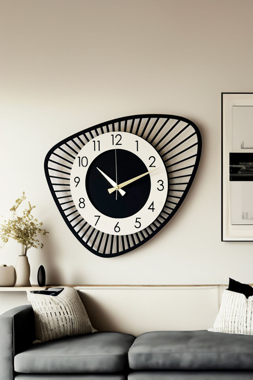Dekoratif Yeni Modern Bellatrix Ahşap Duvar Saati 48 cm