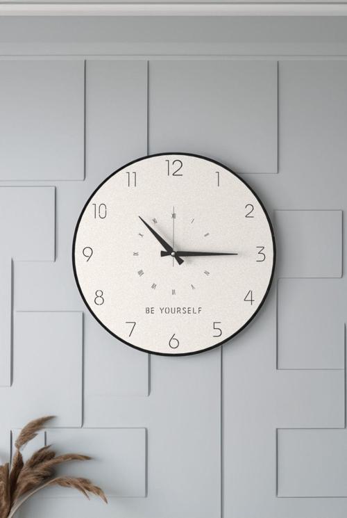 Dekoratif Yeni Modern Merope Beyaz Ahşap Duvar Saati 48X48 cm