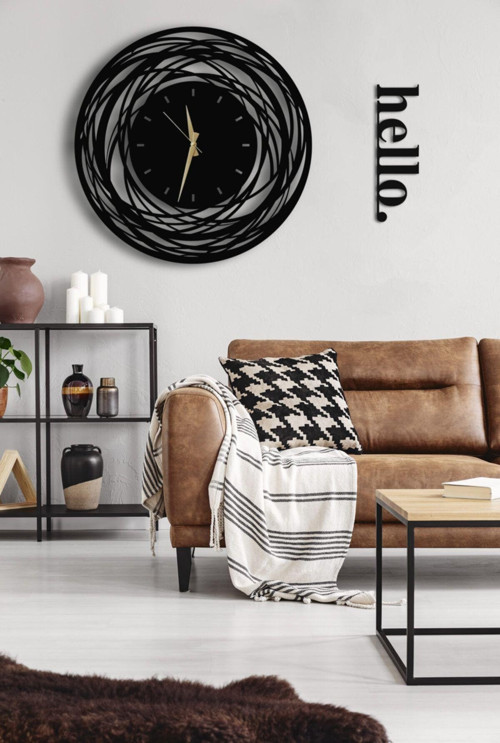 Dekoratif Duvar Saati 50X50 cm + Hello Tablo
