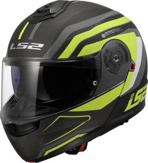 Strobe 2 Çene Açılır Kask Phantom Mat Tıtanıum Neon Sarı
