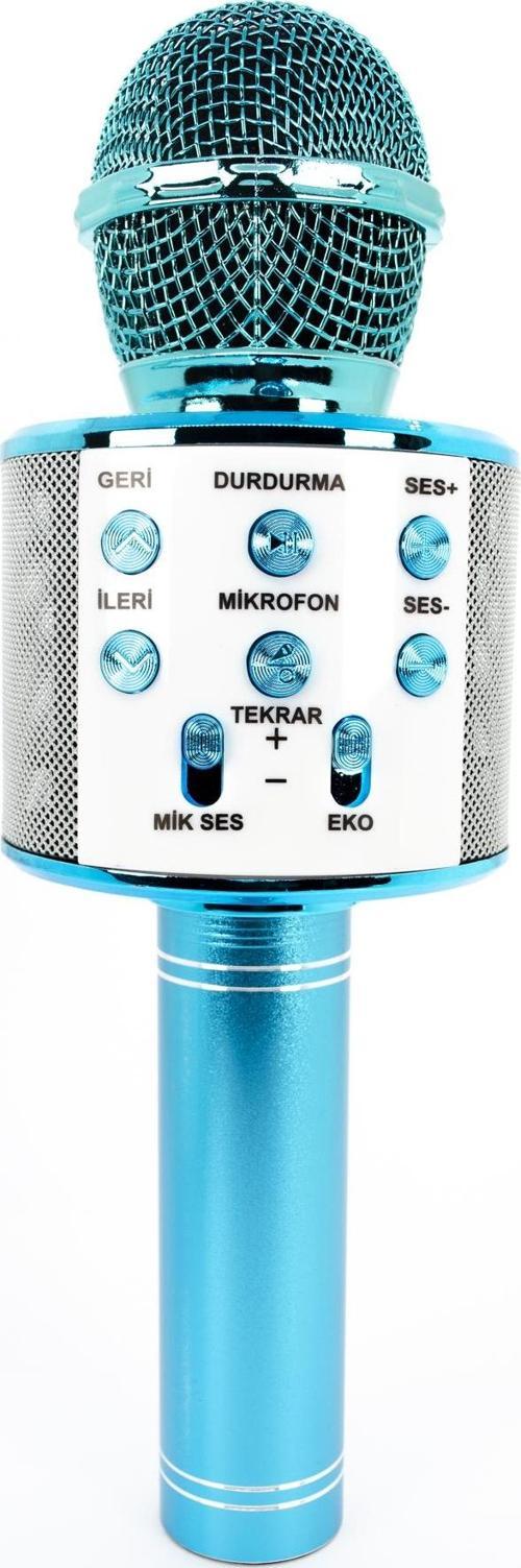 UsbA+TF Sd Kart+3.5mm Aux Girişli Bluetooth Karaoke Mikrofonu Mavi