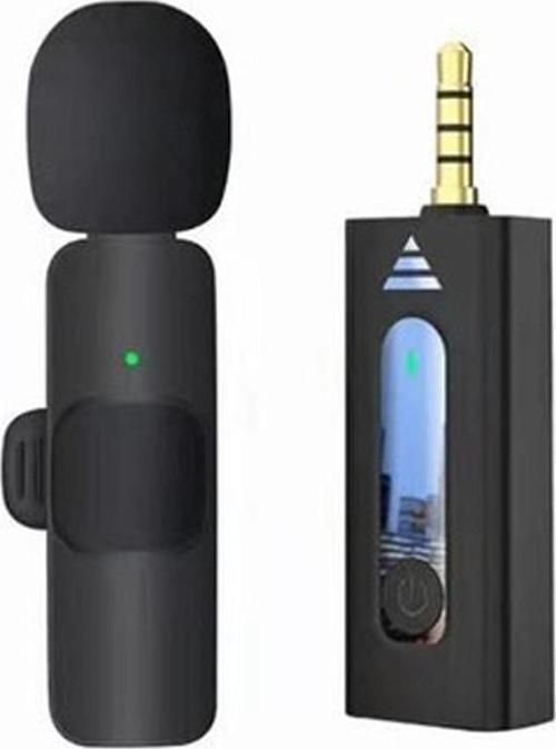 K35 3.5mm Kablosuz HD Wireless Yaka Mikrofonu Siyah