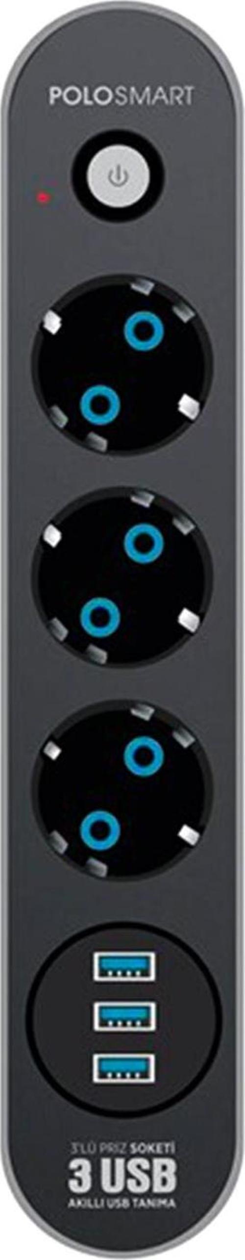 Polo Smart MP07 USB Portlu 3'lü Akım Korumalı Priz